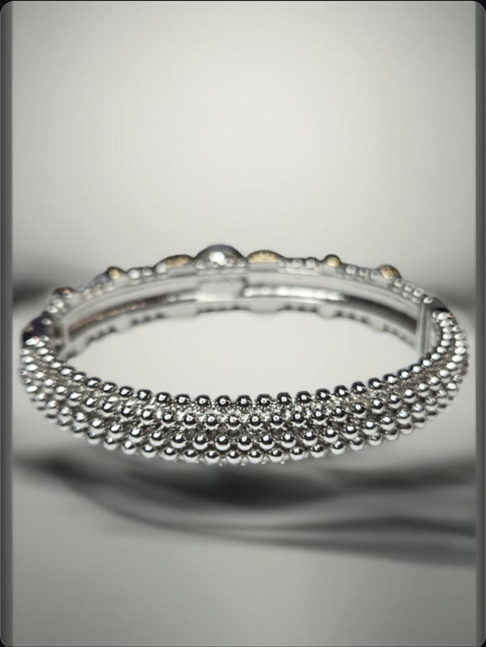 Luxury Designer Chunky Silver Gold Plated Caviar Domed Zircon Crystal Bracelet - Picture 3 of 6